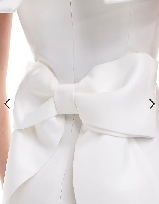 Miss Selfridge occasion bardot bow back mini dress in ivory