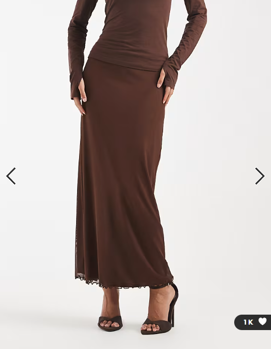 ASOS DESIGN mesh midi skirt in chocolate