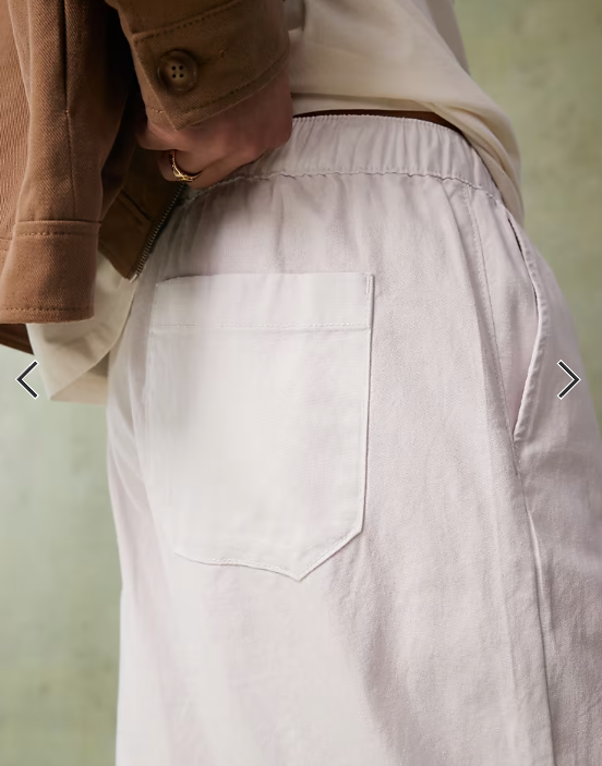 ASOS DESIGN baggy linen blend trousers in white
