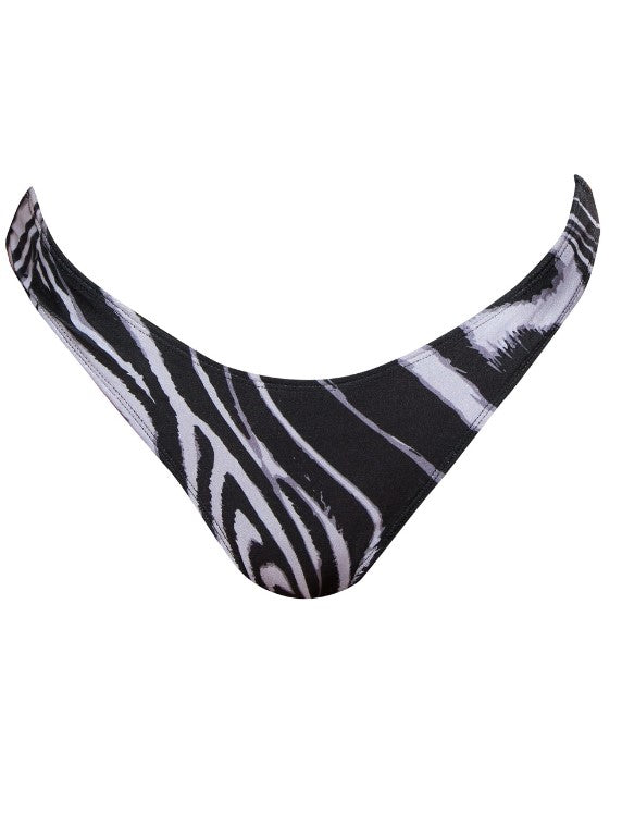 Monochrome Zebra Swirl Print Bikini Bottoms