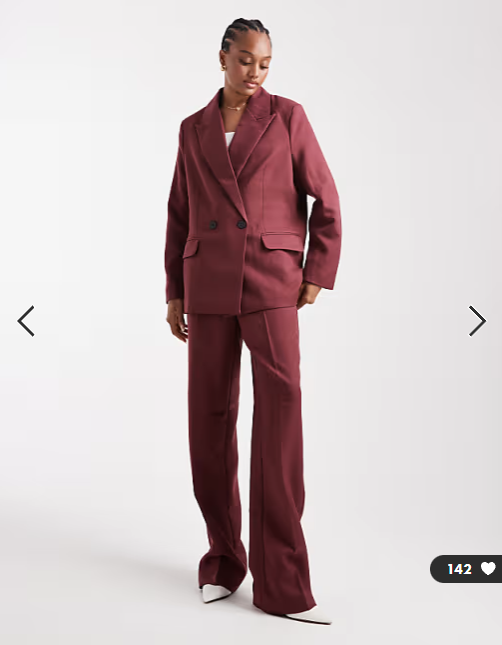 Vero Moda Tall tailored herringbone co-ord blazer in burgundy
