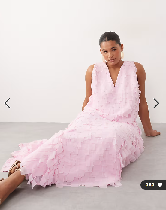 ARRANGE Curve textured square cut maxi dress in pink
