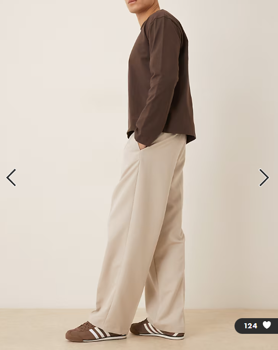 ASOS DESIGN smart wide leg trousers in stone