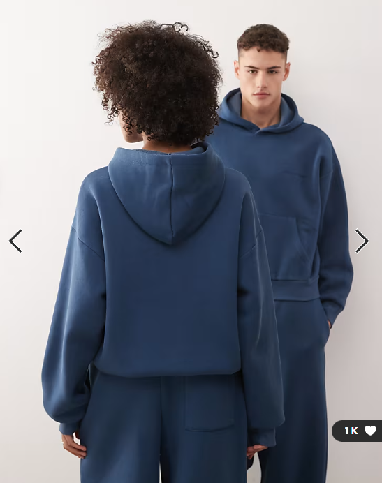 Reclaimed Vintage unisex heavyweight boxy hoodie in navy blue