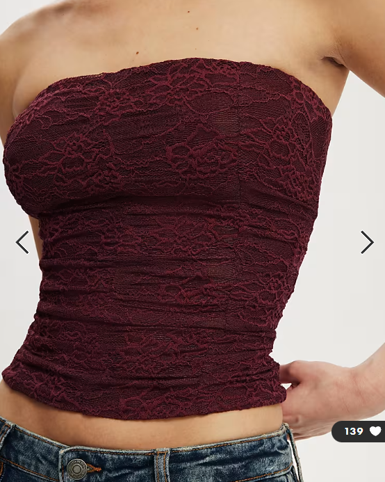 Cotton On Cara corset bandeau in burgundy