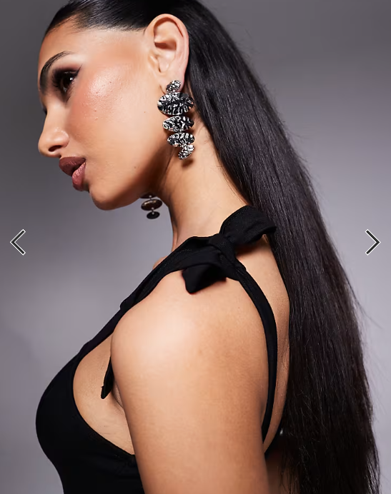 ASOS DESIGN square neck knotted strap detail maxi dress in black