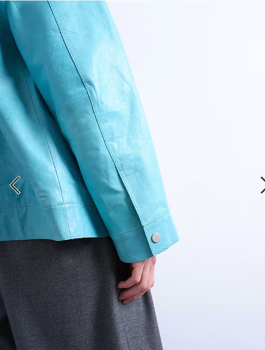 Topshop premium real leather jacket in turquoise