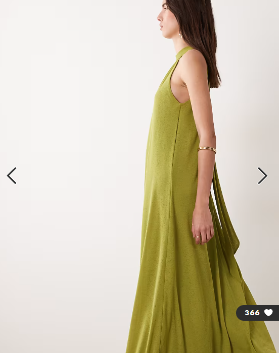 ASOS DESIGN tie detail trapeze mesh dress in olive