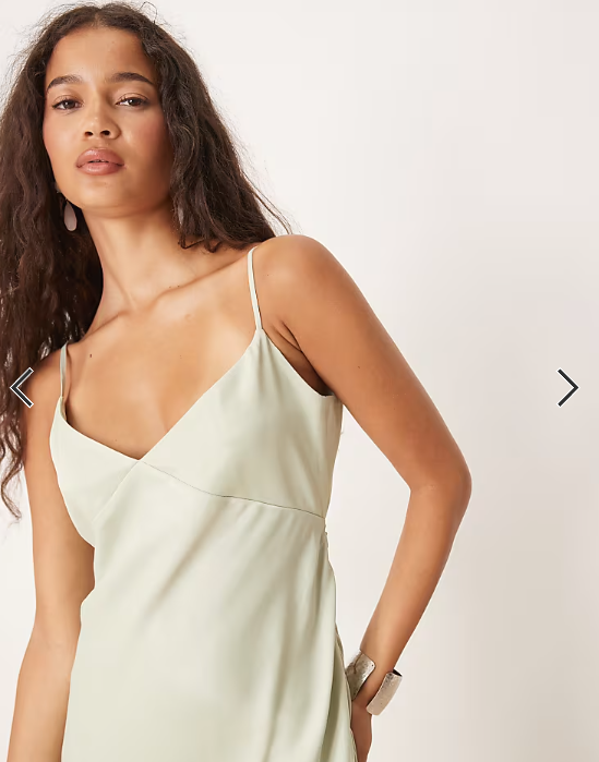 ASOS DESIGN satin tie back maxi dress in sage green