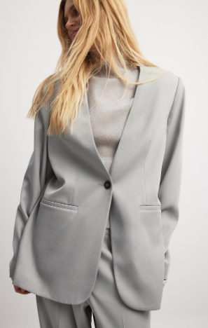 NAKD - Straight Oversized No Lapel Blazer - Grey / Sage