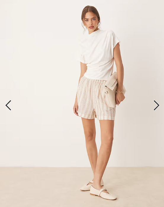 ASOS DESIGN twist shoulder drapey top in cream