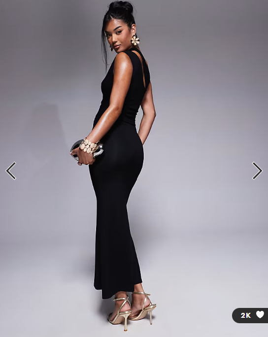 ASOS DESIGN slash one shoulder midi dress with cut out detail in black