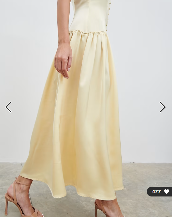 Pretty Lavish satin button down drop waist midaxi dress in lemon