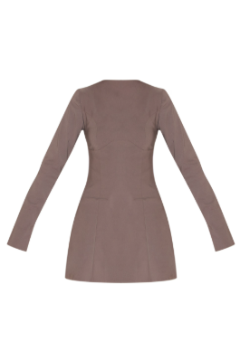 Mushroom Stretch Boat Neck Sleeve Shift Dress