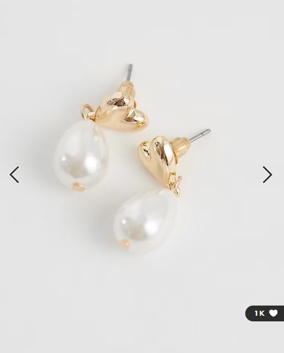 ASOS DESIGN earrings with mini heart and faux pearl drop design in gold tone