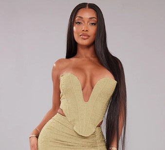 Shape Olive Textured Plunge Corset