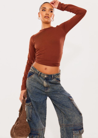 Chocolate Cotton Long Sleeved Top