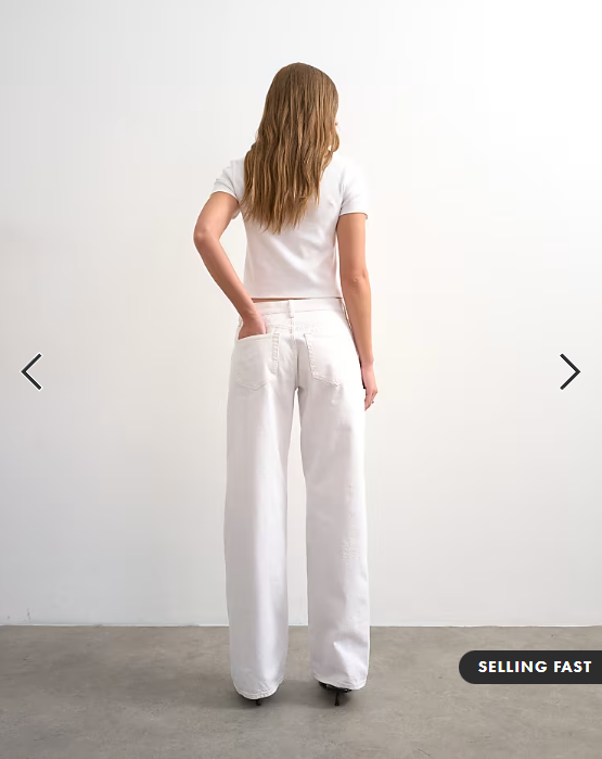 Topshop Ember low rise relaxed straight jean in white
