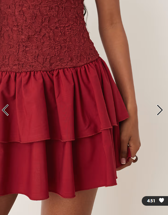 ASOS DESIGN lace bodice mini dress with poplin skirt in burgundy