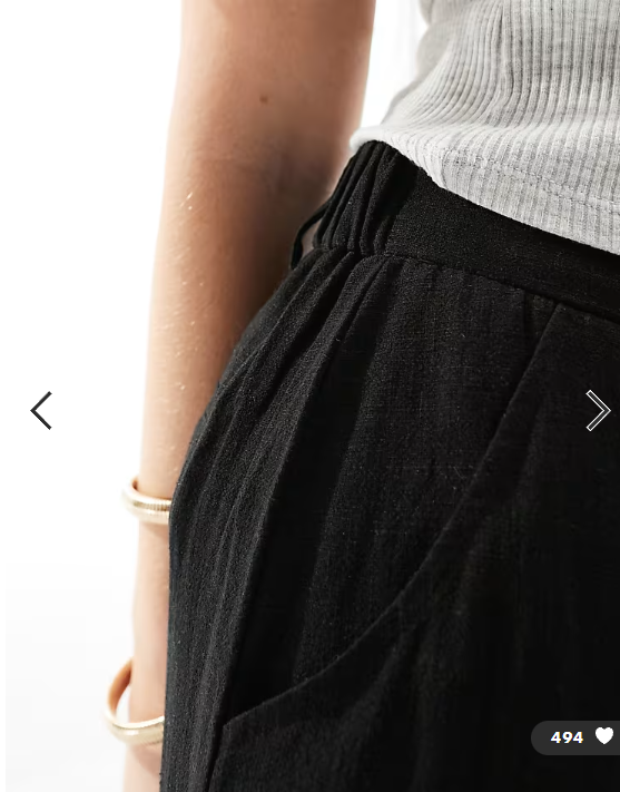 ASOS DESIGN Hourglass relaxed straight leg trousers with linen in black