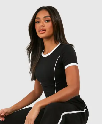 boohoo Piping Detail T-Shirt