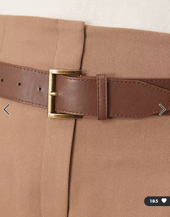 ASOS DESIGN Tall tailored high waist shorts with PU belt in chocolate