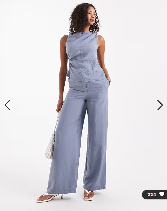 ASOS DESIGN asymmetric textured twist detail top in blue - part of a set