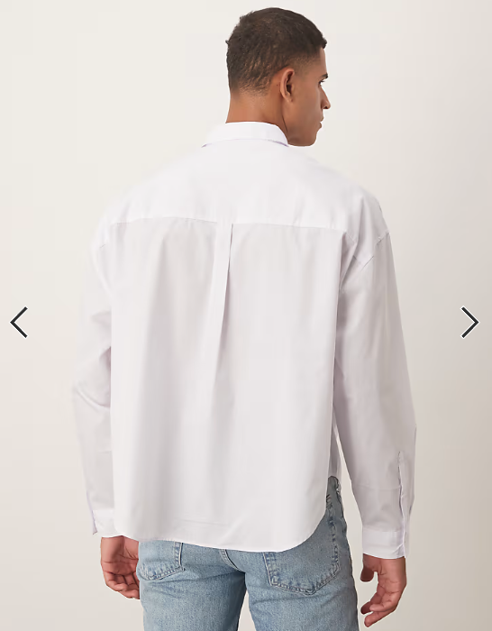 ASOS DESIGN oversized overhead poplin shirt with scoop hem in white