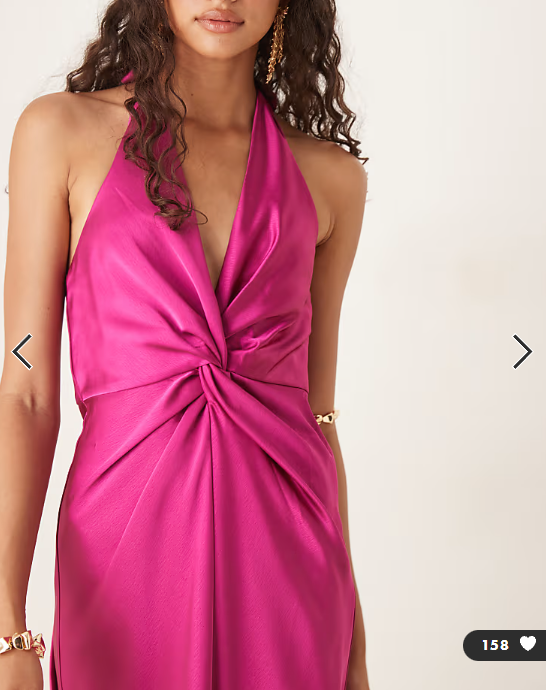 Six Stories twist front satin maxi dress in fuchsia