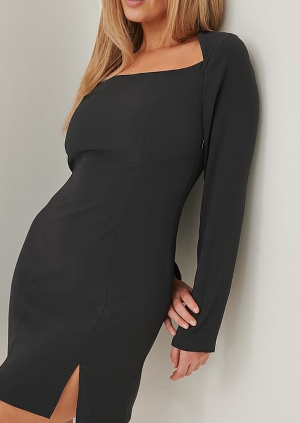 Long Sleeve Asymmetric Cut Mini Dress