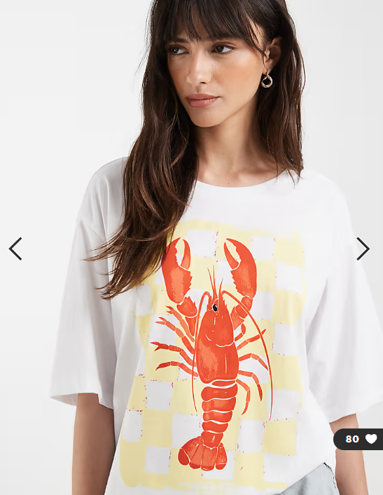 ONLY oversize t-shirt with lobster print in white