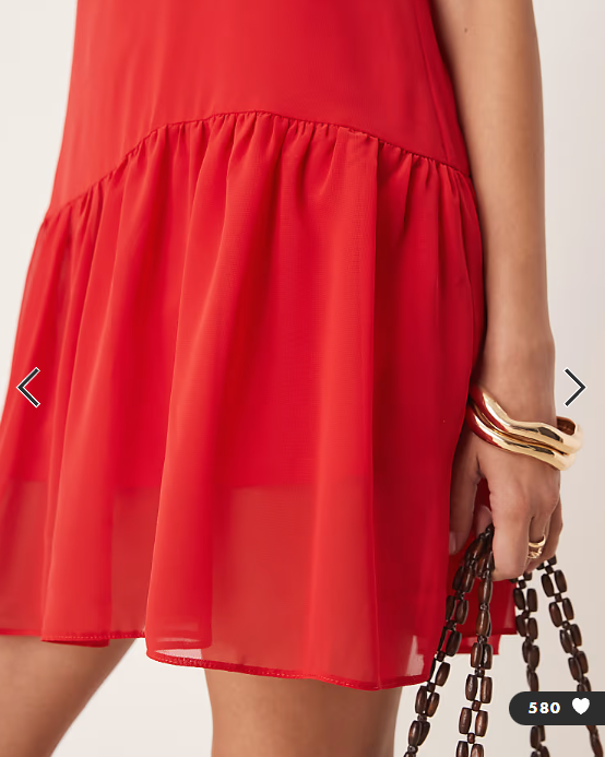 ASOS DESIGN drop waist chiffon mini dress in red