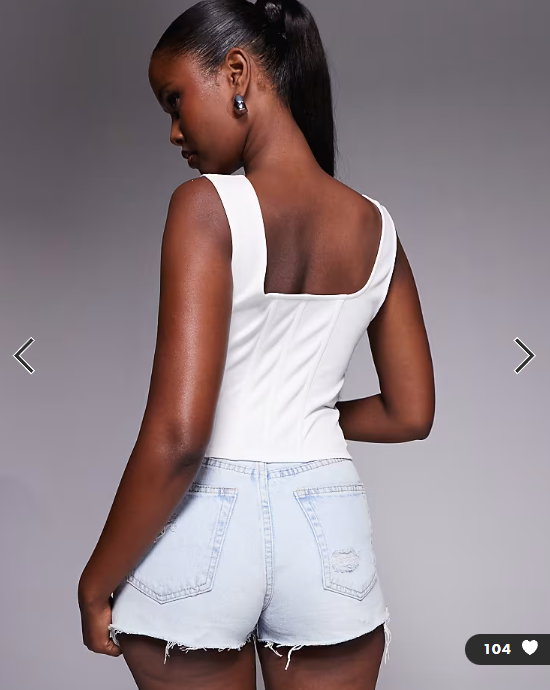 ASOS DESIGN corset top with eyelet front in ivory