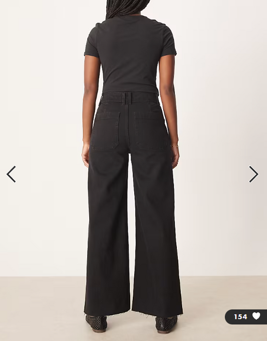 Mango Catherin wide leg jeans in black