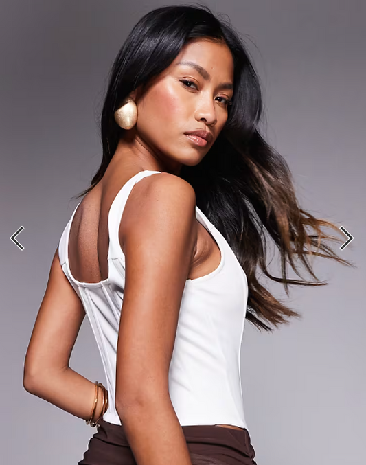 ASOS DESIGN corset top with boning in ivory