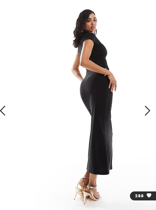 Kaiia exclusive double layered slinky high neck cap sleeve bodycon maxi dress in black