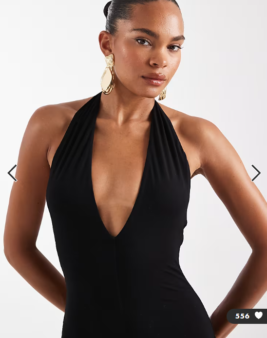 Wanderdoll Phe sculpting second skin halterneck plunge bodycon maxi dress in black