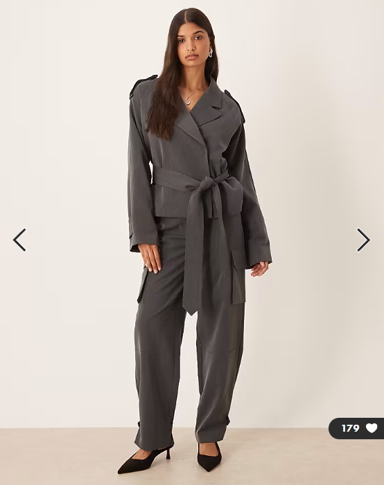 ASOS DESIGN tailored soft trench jacket co-ord in dark grey