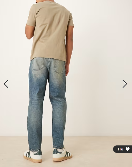 ASOS DESIGN relaxed tapered jeans in dark wash blue with tint