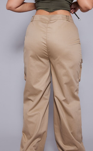 Plus Beige Tailored Cargo Straight Leg Trouser