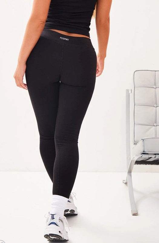 SPORT Black V Front Melange Leggings Black