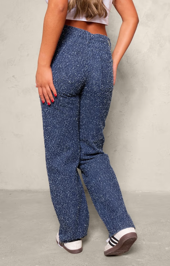 Out of stock Prettylittlething Indigo Bobble Denim High Waist Wide Leg Jean