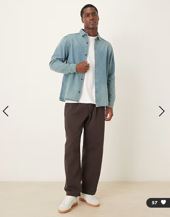 ASOS DESIGN long sleeved shirt in light wash denim