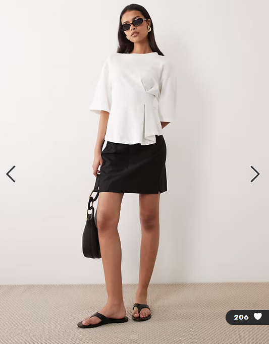 ASOS DESIGN tailored mini skirt with slit in black