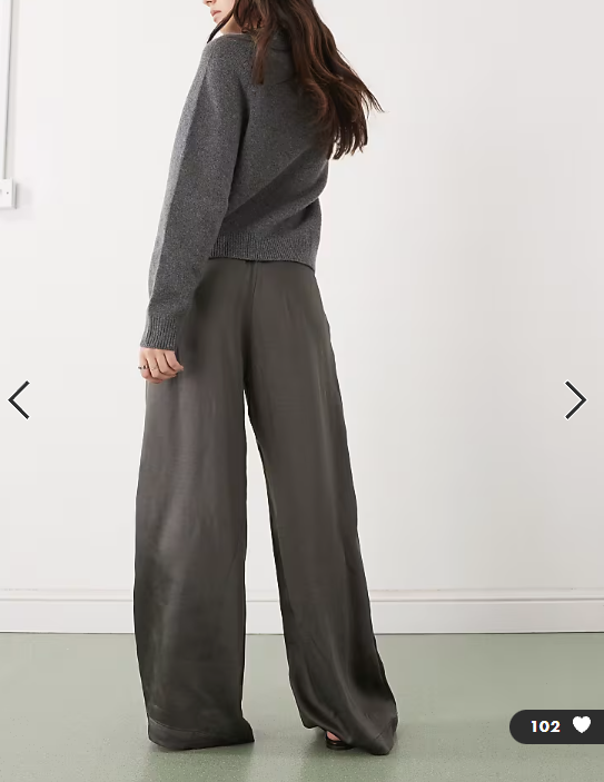 Weekday satin trousers in dark grey