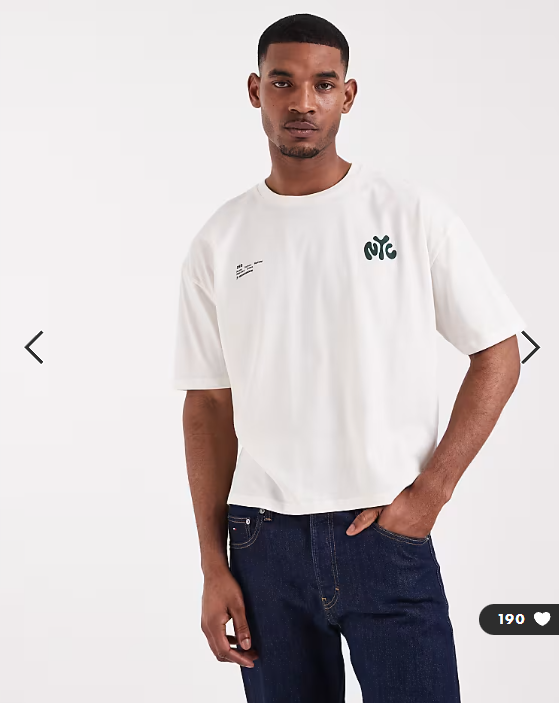 ASOS DESIGN boxy oversized T-shirt with NYC bubble text print in cream.