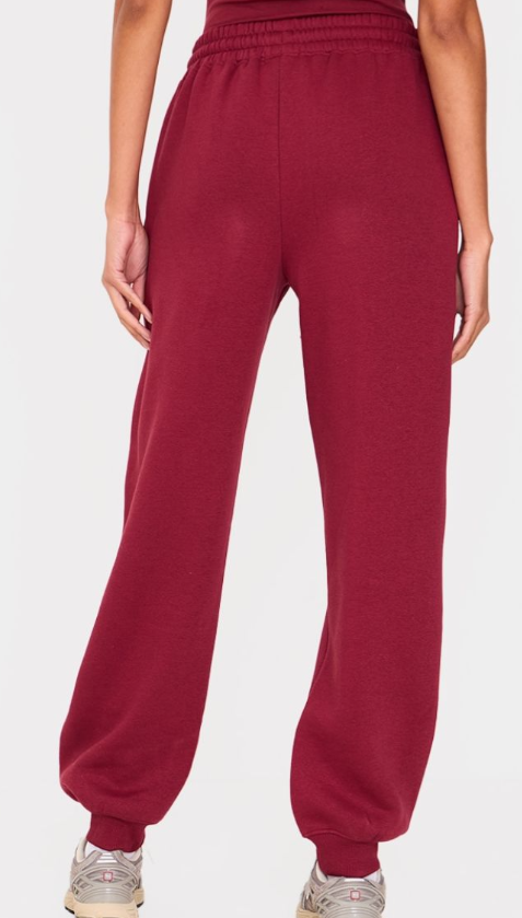 Burgundy Puff Print High Waist Cuffed Joggers