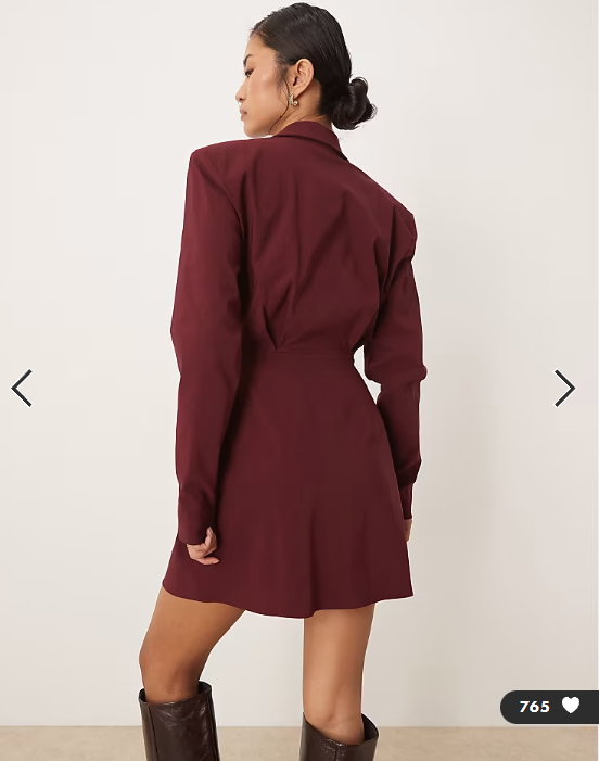ASOS DESIGN cinched blazer mini dress in deep burgundy