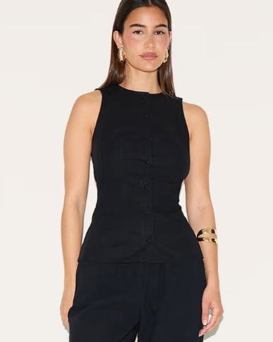 Plt - Black Longline Waistcoat