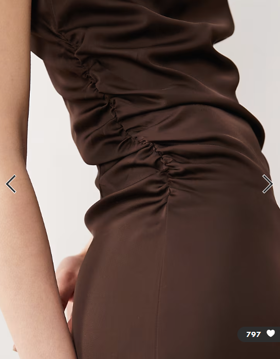 VILA cowl neck satin midi dress in chocolate brown